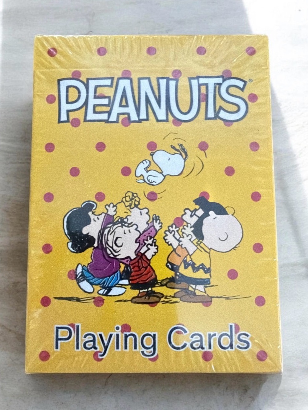 Peanuts Playing Cards - Yellow with Pink Dots